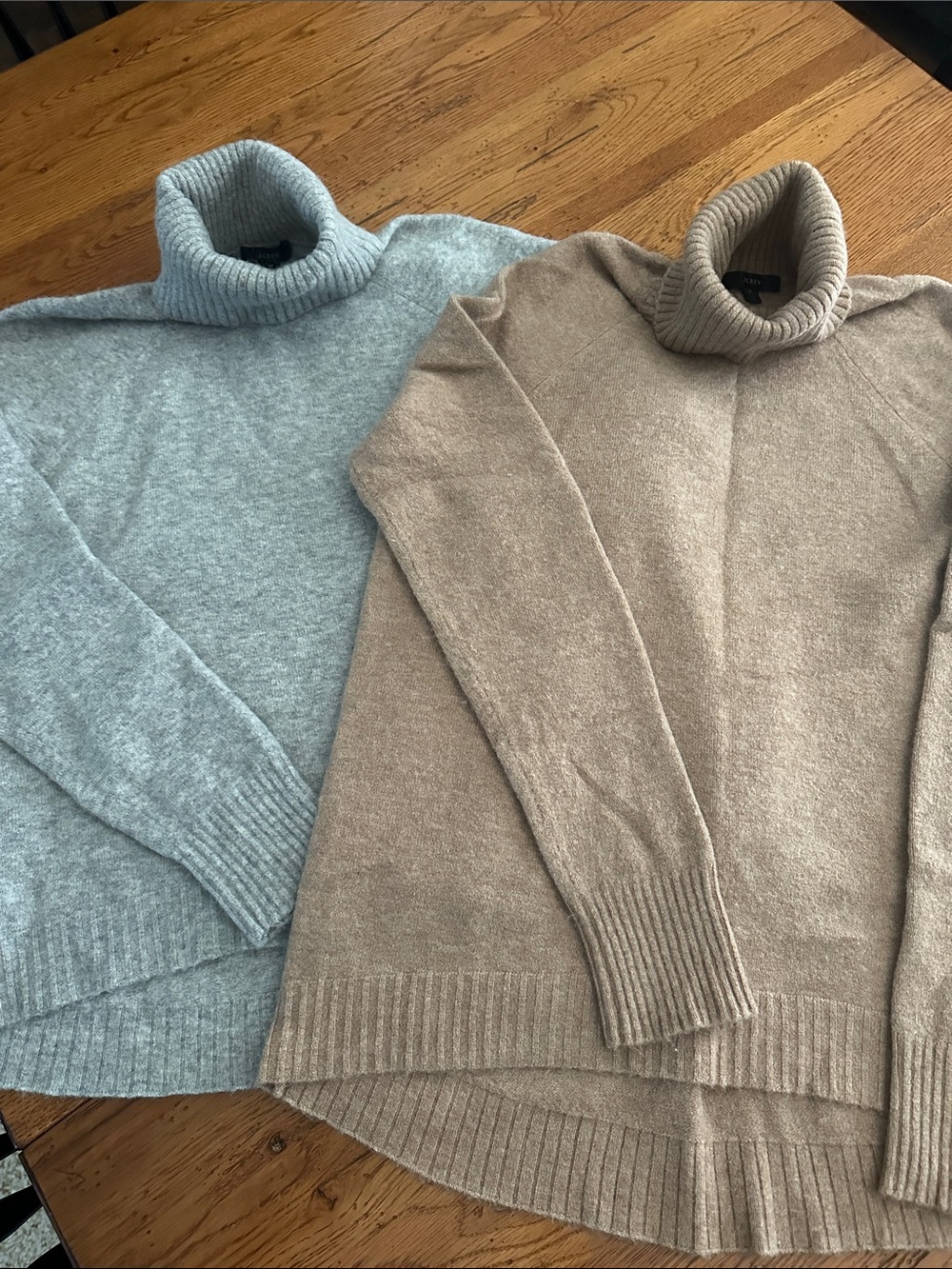J. Crew Women's Turtleneck Sweaters set of two in Light Gray and Beige. Size Med